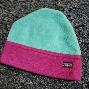 Patagonia Two-Tone Fleece Beanie - Teal and Purple